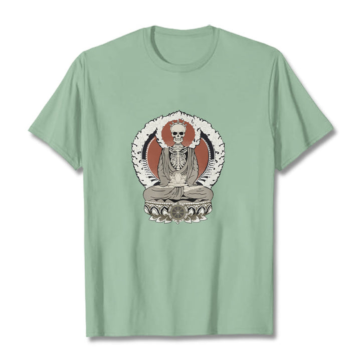 Buddha Stones Skeleton Pattern Tee T-shirt - PaleGreen - 2XL - image 14