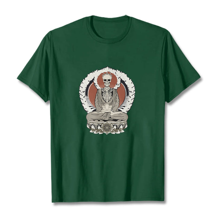 Buddha Stones Skeleton Pattern Tee T-shirt - ForestGreen - 2XL - image 10
