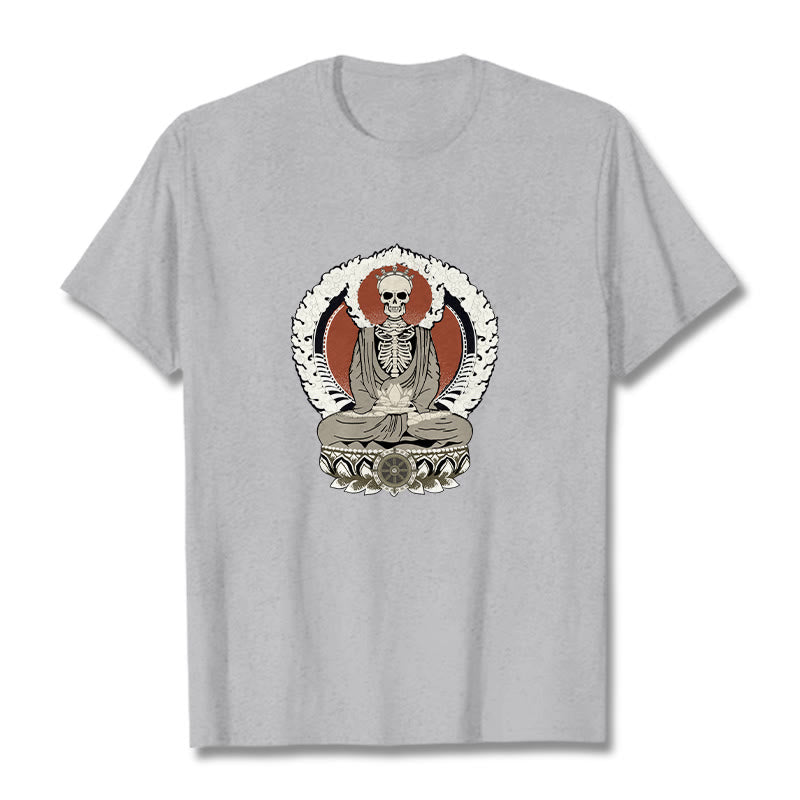 Buddha Stones Skeleton Pattern Tee T-shirt - LightGrey - 2XL - image 19