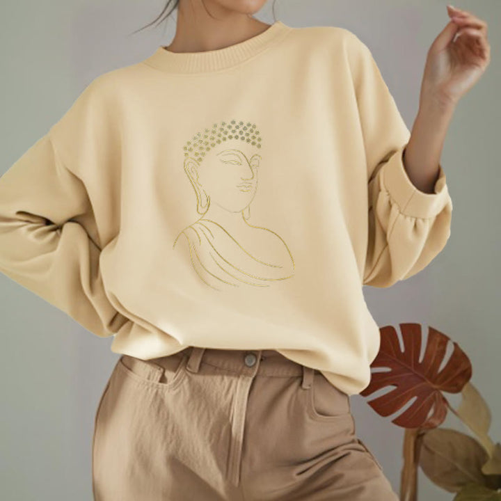 Buddha Stones Meditating Buddha Pattern Fleece Lined Sweatshirt