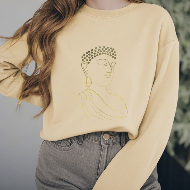 Buddha Stones Meditating Buddha Pattern Fleece Lined Sweatshirt