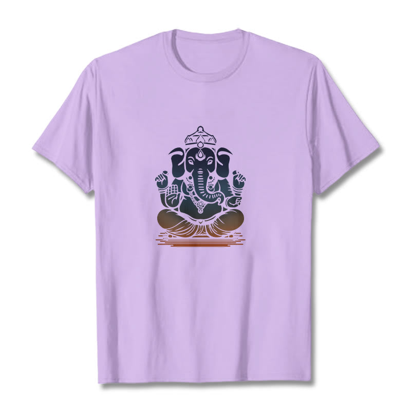 Buddha Stones Meditating Ganesh Elephant Pattern Tee T-shirt