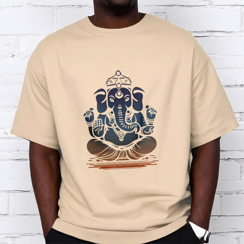 Buddha Stones Meditating Ganesh Elephant Pattern Tee T-shirt