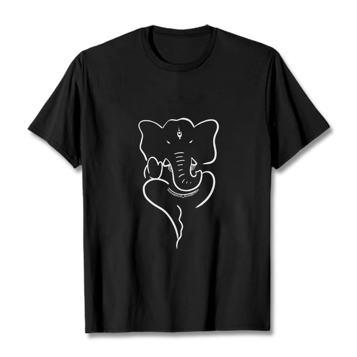 Buddha Stones Ganesh Elephant Sketch Pattern Tee T-shirt