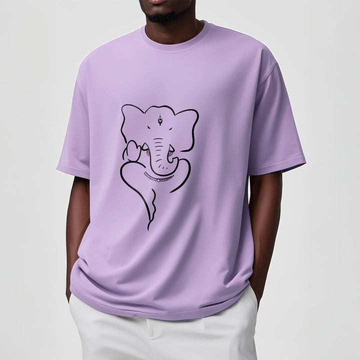 Buddha Stones Ganesh Elephant Sketch Pattern Tee T-shirt