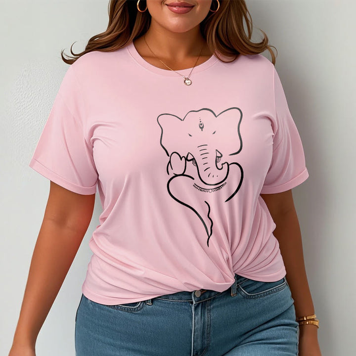 Buddha Stones Ganesh Elephant Sketch Pattern Tee T-shirt