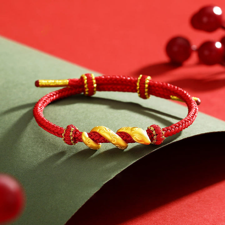 Buddha Stones 999 Gold Red String Year Of The Snake Protection Bracelet