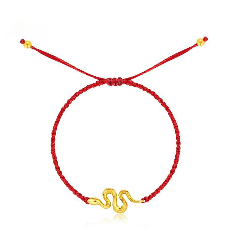 Buddha Stones 999 Gold Red String Lucky Beads Year Of The Snake Connection Bracelet