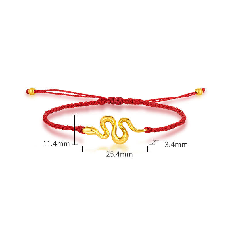 Buddha Stones 999 Gold Red String Lucky Beads Year Of The Snake Connection Bracelet