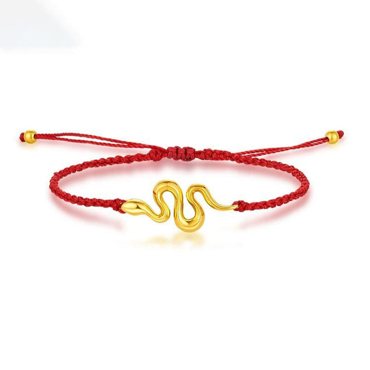 Buddha Stones 999 Gold Red String Lucky Beads Year Of The Snake Connection Bracelet