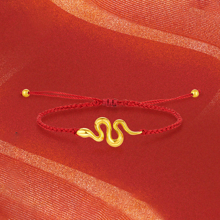 Buddha Stones 999 Gold Red String Lucky Beads Year Of The Snake Connection Bracelet