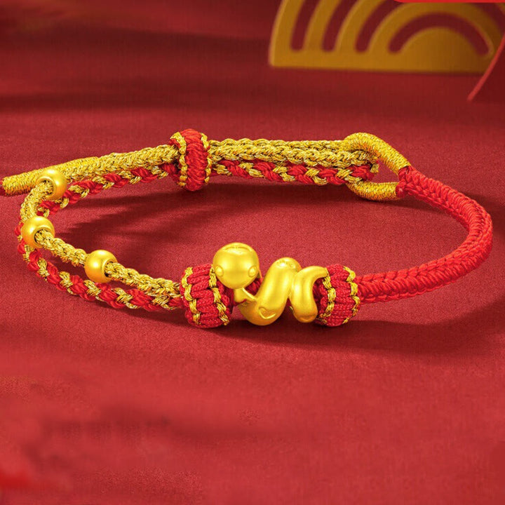 Buddha Stones 999 Gold Beads Red String Year Of The Snake Luck Bracelet