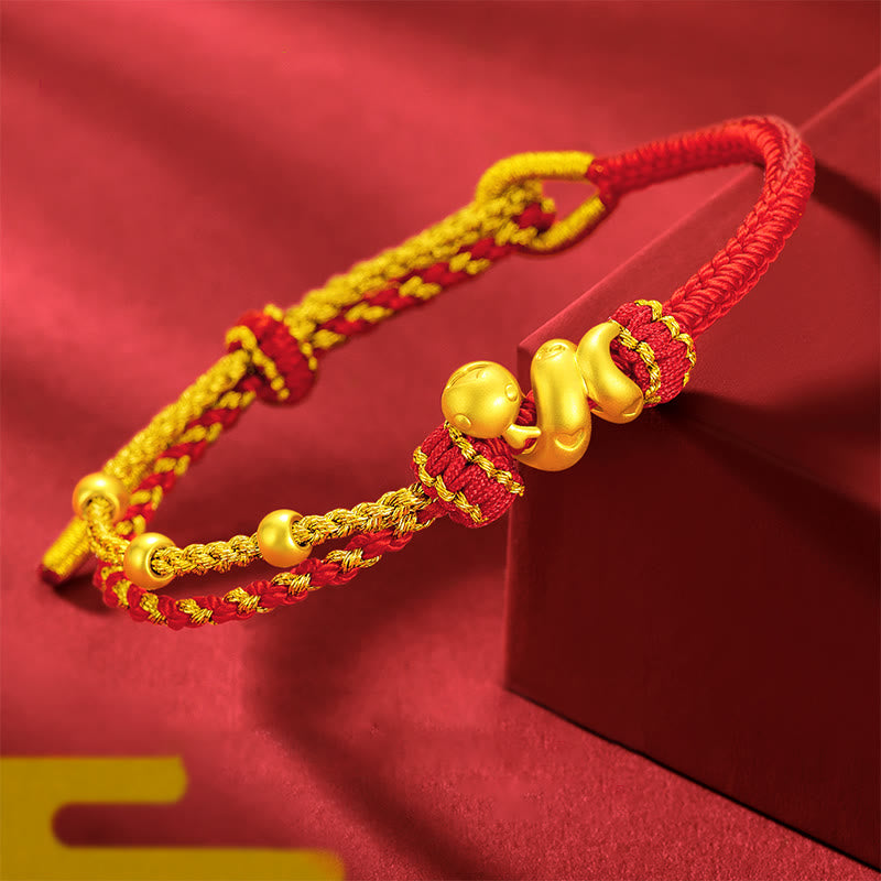 Buddha Stones 999 Gold Beads Red String Year Of The Snake Luck Bracelet