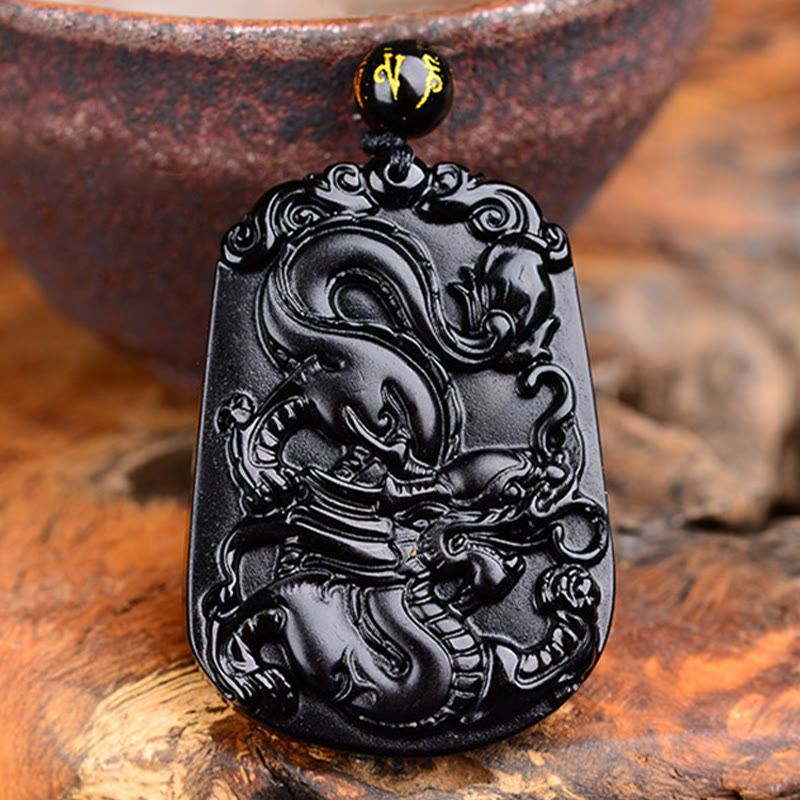 Buddha Stones Chinese Zodiac Obsidian Purification Fulfilment Necklace Pendant