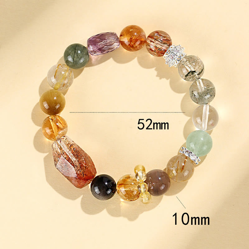 Buddha Stones Super Seven Crystal Topaz Obsidian Tiger Eye Positivity Bracelet