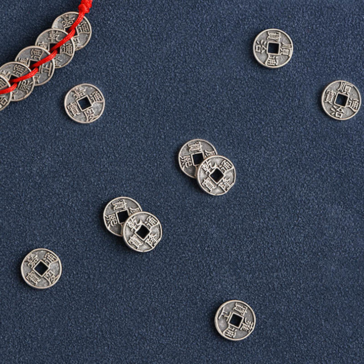 Buddha Stones 925 Sterling Silver Five Emperor Coins Red String Protection Luck Braided Bracelet Anklet - image 18