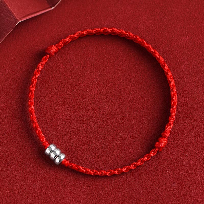 Buddha Stones 925 Sterling Silver Beads Protection Luck Braided Bracelet Anklet - Red Rope - Bracelet(Wrist Circumference 15-20cm) - image 8