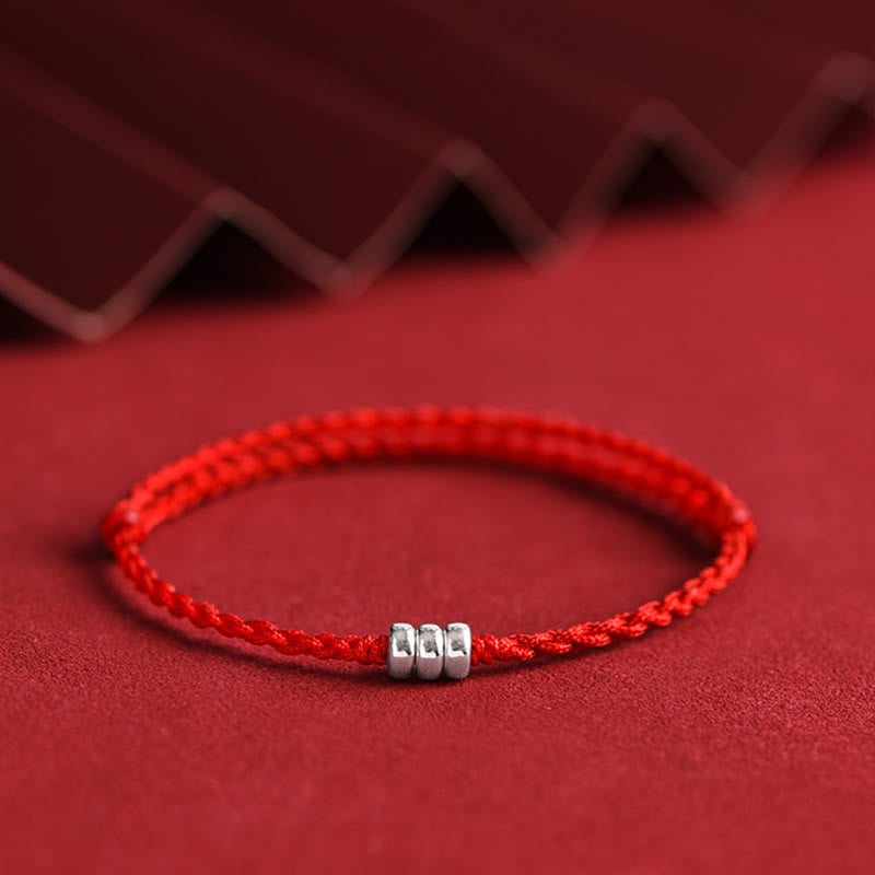 Buddha Stones 925 Sterling Silver Beads Protection Luck Braided Bracelet Anklet - image 12