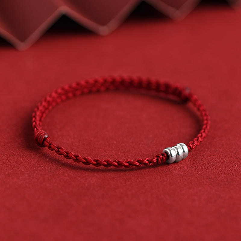 Buddha Stones 925 Sterling Silver Beads Protection Luck Braided Bracelet Anklet - image 3