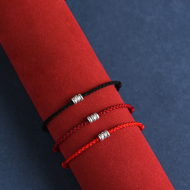 Buddha Stones 925 Sterling Silver Beads Protection Luck Braided Bracelet Anklet - image 18