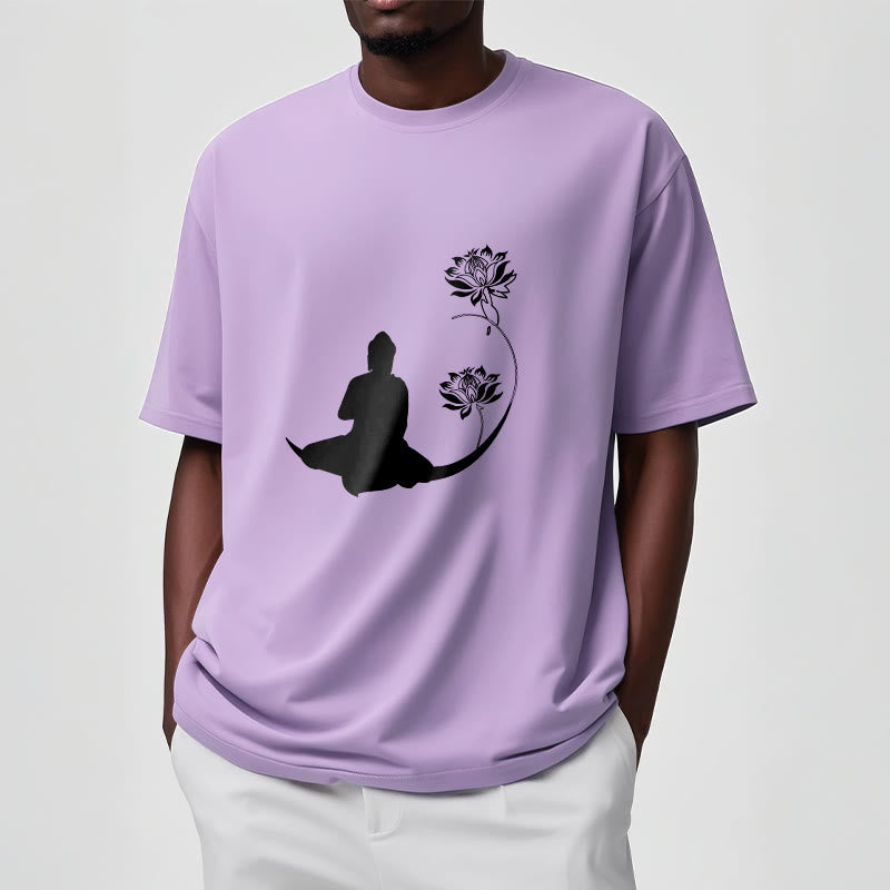 Buddha Stones Buddha Sitting With Lotus Flowers Pattern Pattern Tee T-shirt - image 18