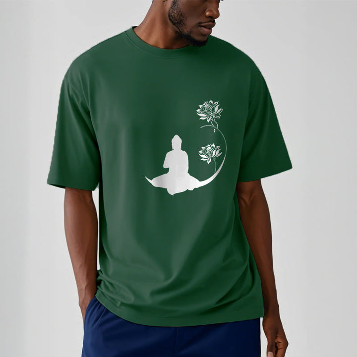 Buddha Stones Buddha Sitting With Lotus Flowers Pattern Pattern Tee T-shirt - image 12