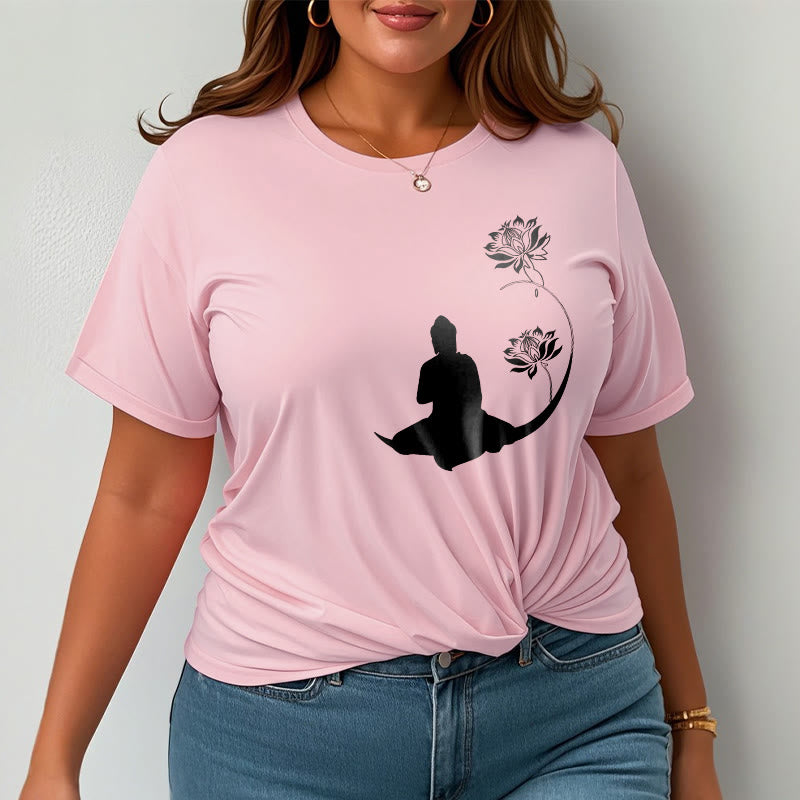 Buddha Stones Buddha Sitting With Lotus Flowers Pattern Pattern Tee T-shirt - image 14