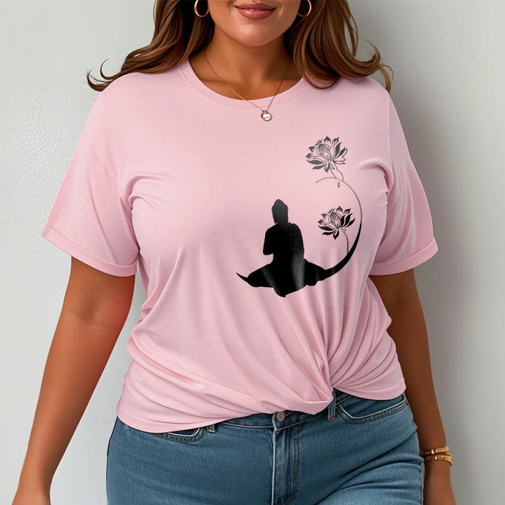 Buddha Stones Buddha Sitting With Lotus Flowers Pattern Pattern Tee T-shirt - image 14