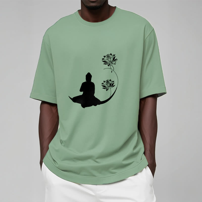 Buddha Stones Buddha Sitting With Lotus Flowers Pattern Pattern Tee T-shirt - image 16