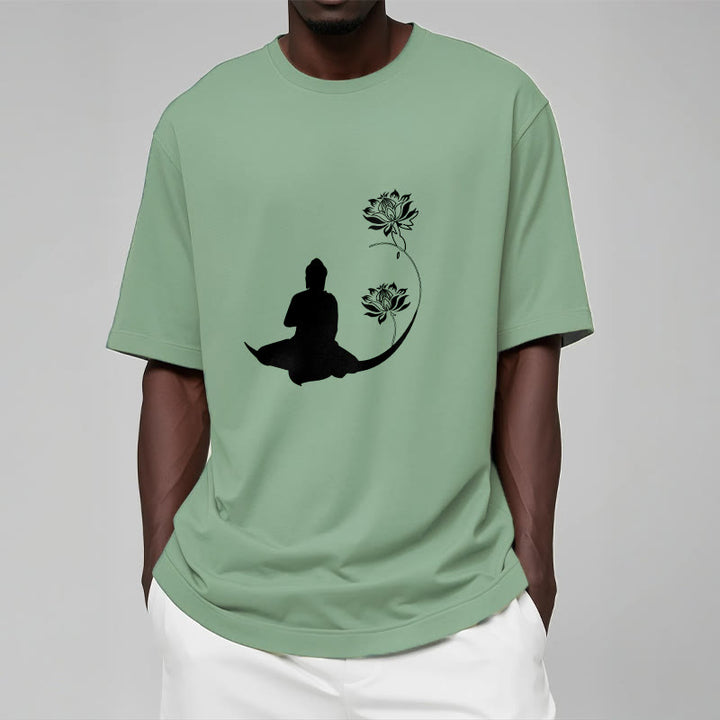 Buddha Stones Buddha Sitting With Lotus Flowers Pattern Pattern Tee T-shirt - image 16
