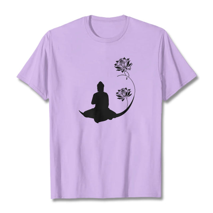 Buddha Stones Buddha Sitting With Lotus Flowers Pattern Pattern Tee T-shirt - Plum - 2XL - image 17