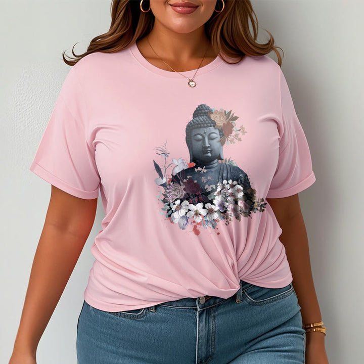 Buddha Stones  Colorful Flowers Surrounding Buddha Pattern Tee T-shirt - image 14