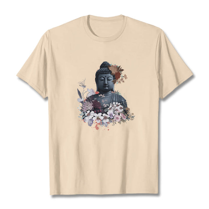 Buddha Stones  Colorful Flowers Surrounding Buddha Pattern Tee T-shirt - Bisque - 2XL - image 9