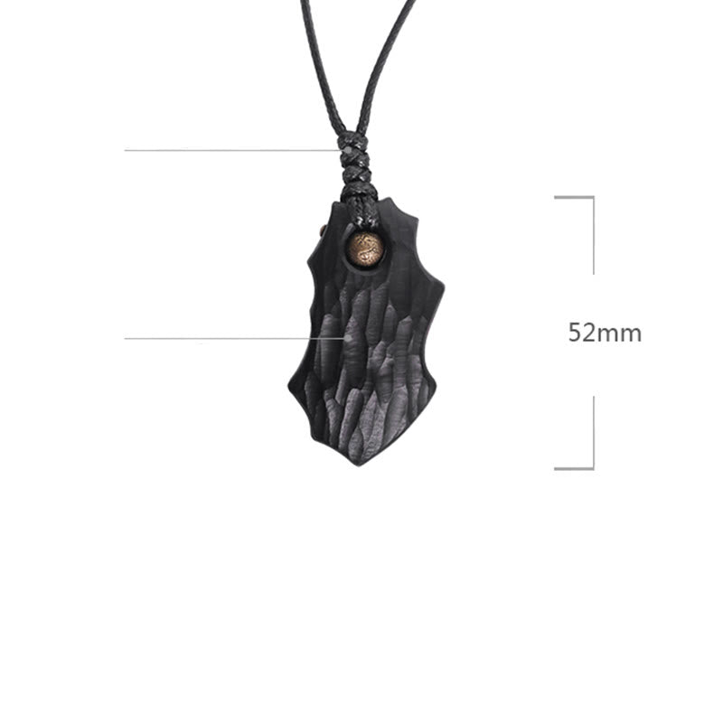 Buddha Stones Ebony Wood Irregular Shape Copper Bead Peace Calm Necklace Pendant