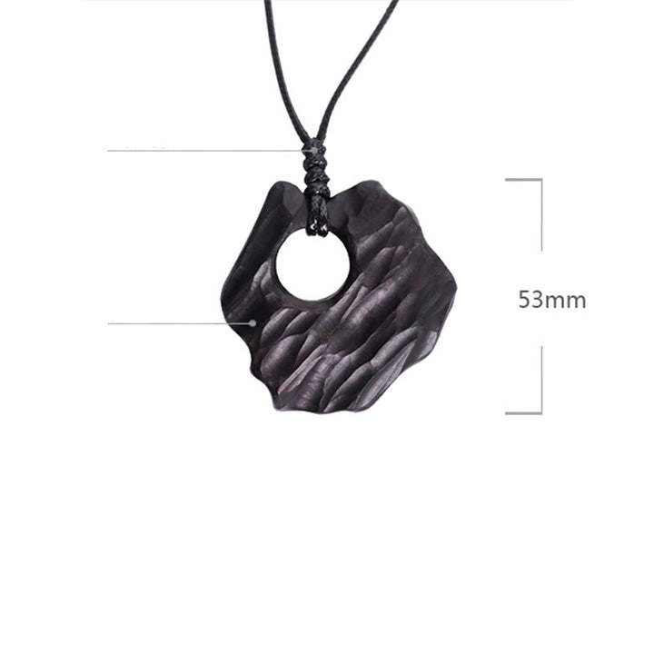 Buddha Stones Ebony Wood Hollow Irregular Shape Peace Balance Necklace Pendant