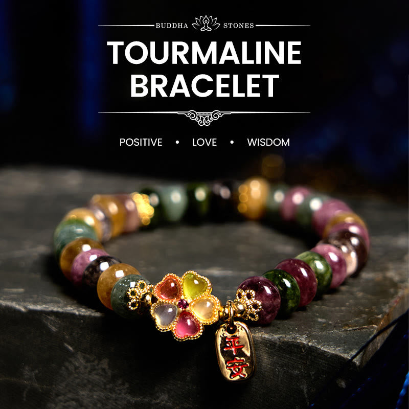 Buddha Stones "Wishing You Joy in Every Color" Tourmaline Jade Bracelet Includes Gift Message Card - image 1