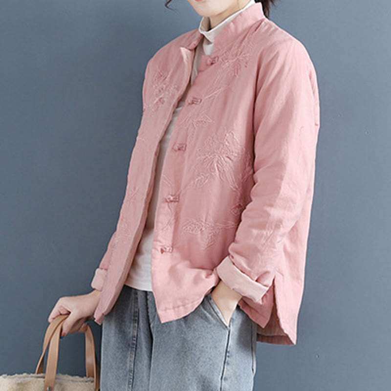 Buddha Stones Retro Flower Design Thermal Long Sleeve Cotton Linen Women's Shirt - image 9