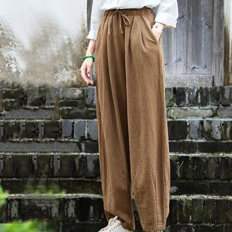 Buddha Stones Plain Design Cotton Women's Pants - image 4