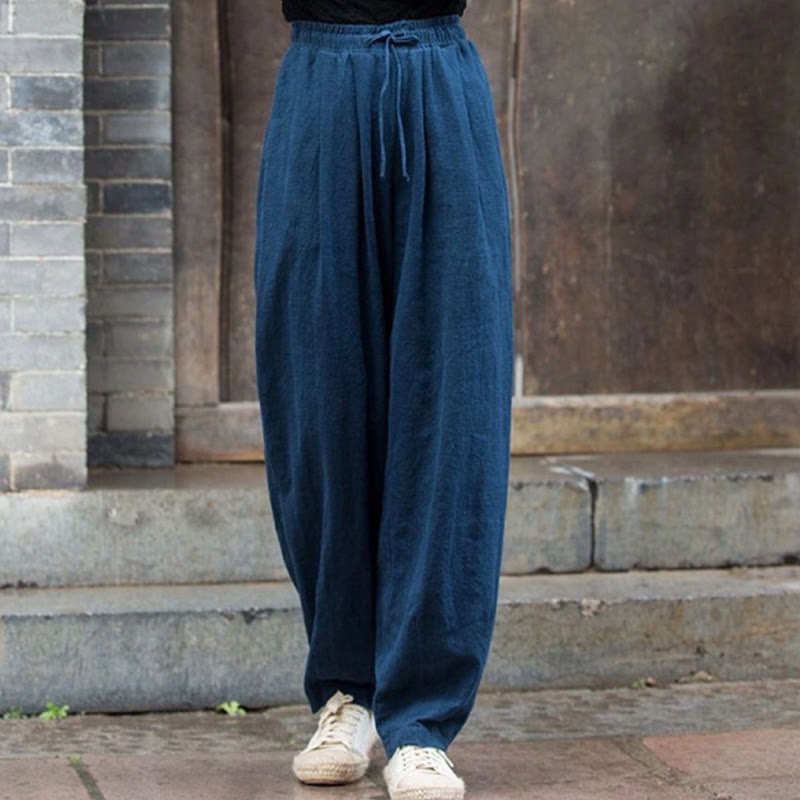 Buddha Stones Plain Design Cotton Women's Pants - SteelBlue - US14，UK/AU18，EU46 (4XL) - image 12