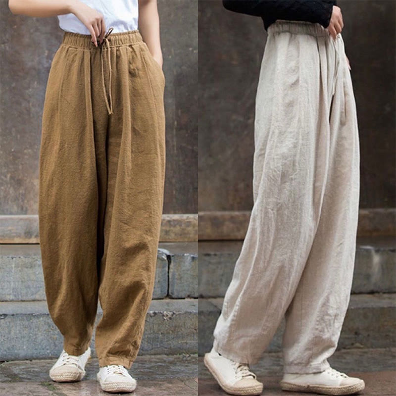 Buddha Stones Plain Design Cotton Women's Pants - image 1