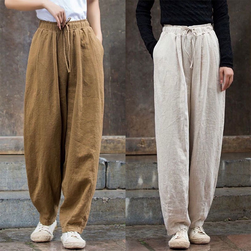 Buddha Stones Plain Design Cotton Women's Pants - image 0