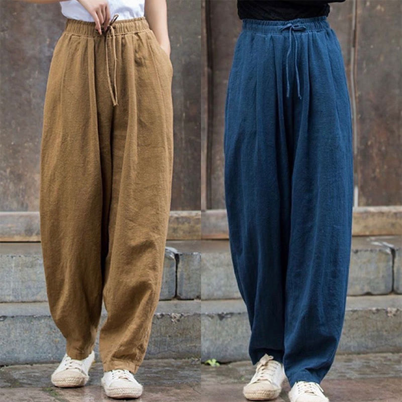 Buddha Stones Plain Design Cotton Women's Pants - image 11