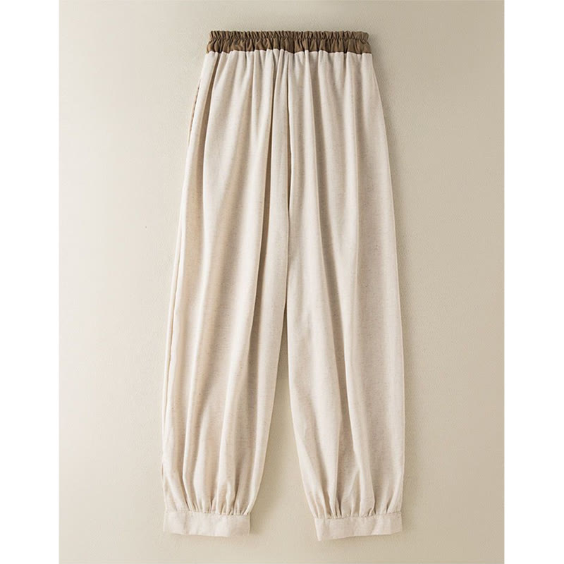 Buddha Stones Plain Cotton Drawstring Women's Harem Pants With Pockets - image 1