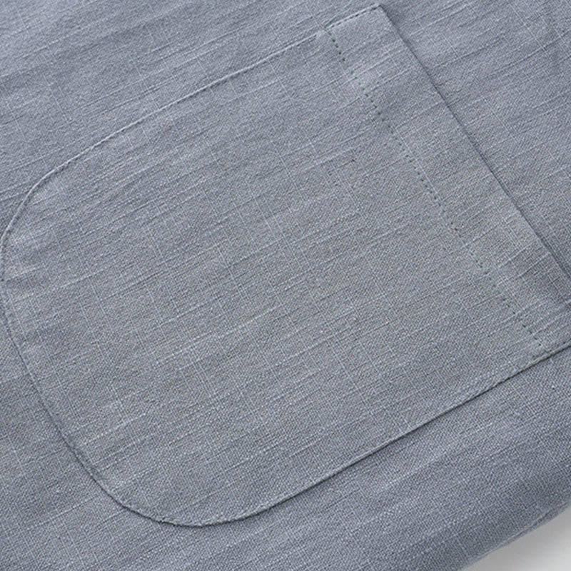 Buddha Stones Winter Men's Frog-Button Tang Suit Linen Cotton Fleece Lined Jacket Shirt With Pockets - image 7