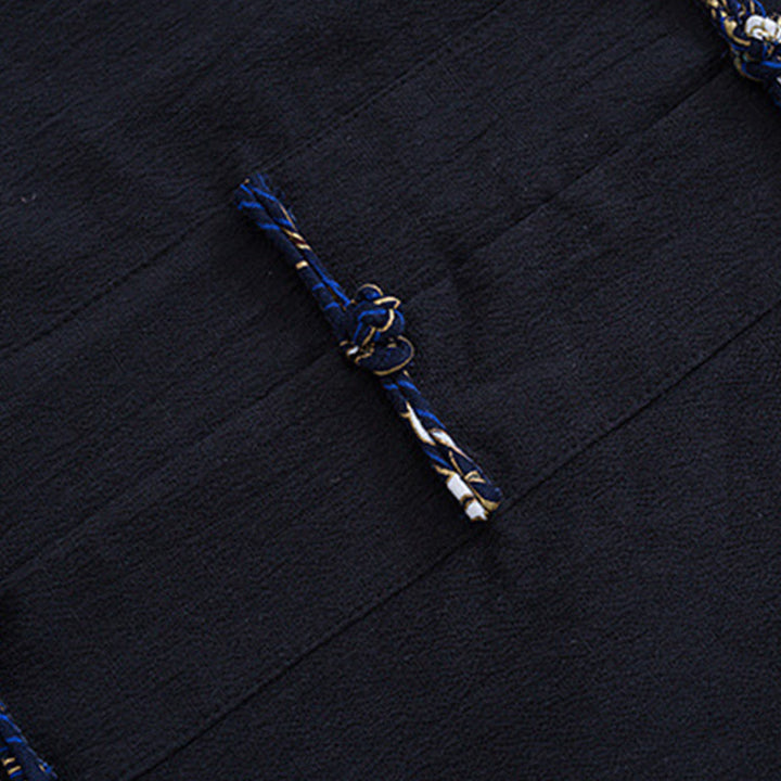 Buddha Stones Men's Frog-Button Tang Suit Cotton White Crane Embroidery Jacket Shirt With Pockets - image 4