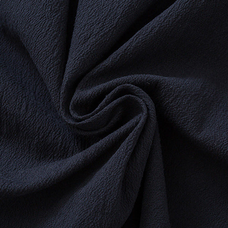 Buddha Stones Men's Frog-Button Tang Suit Cotton White Crane Embroidery Jacket Shirt With Pockets - image 8