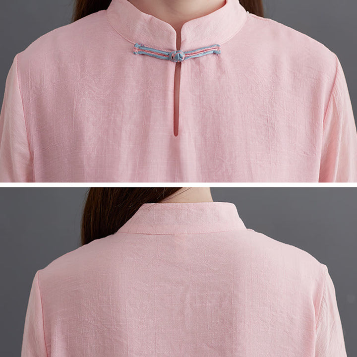 Buddha Stones 2Pcs Solid Women's Long Sleeve Shirt Pants Meditation Clothing Set - image 7