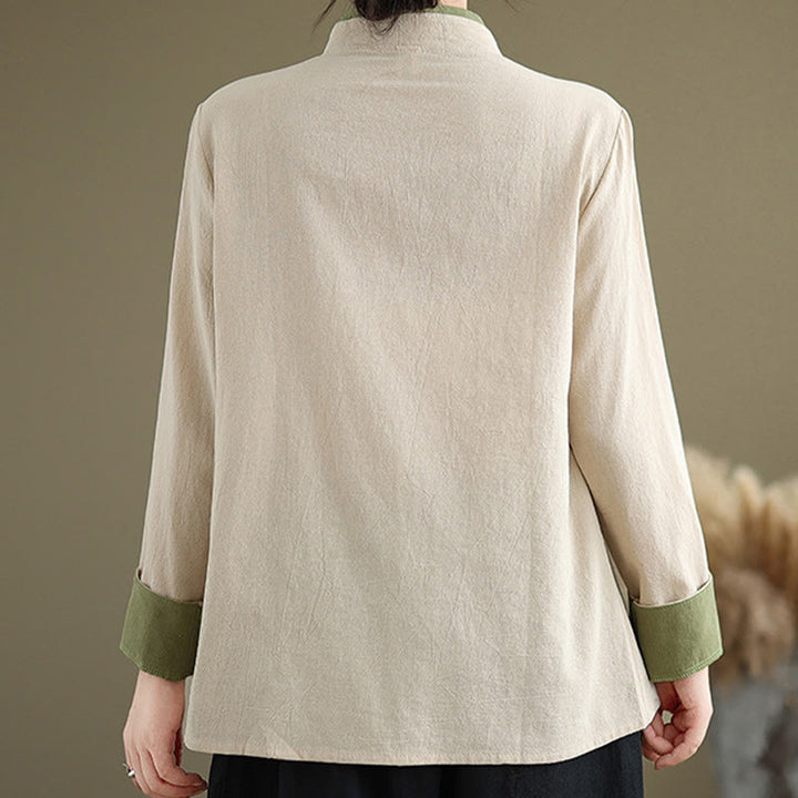 Buddha Stones Fall Solid Color Hanfu Long Sleeve Lace Up Women's Shirt - image 5