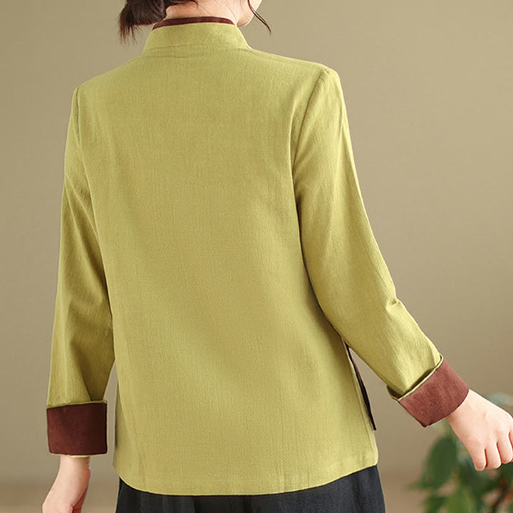 Buddha Stones Fall Solid Color Hanfu Long Sleeve Lace Up Women's Shirt - image 12