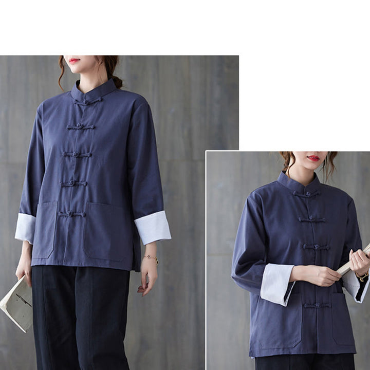 Buddha Stones Women's Frog-Button Long Sleeve Shirt Pants Meditation Clothing - image 18